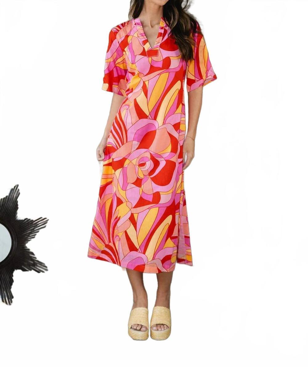 NEW ALDEN ADAIR delaney midi dress in poppy